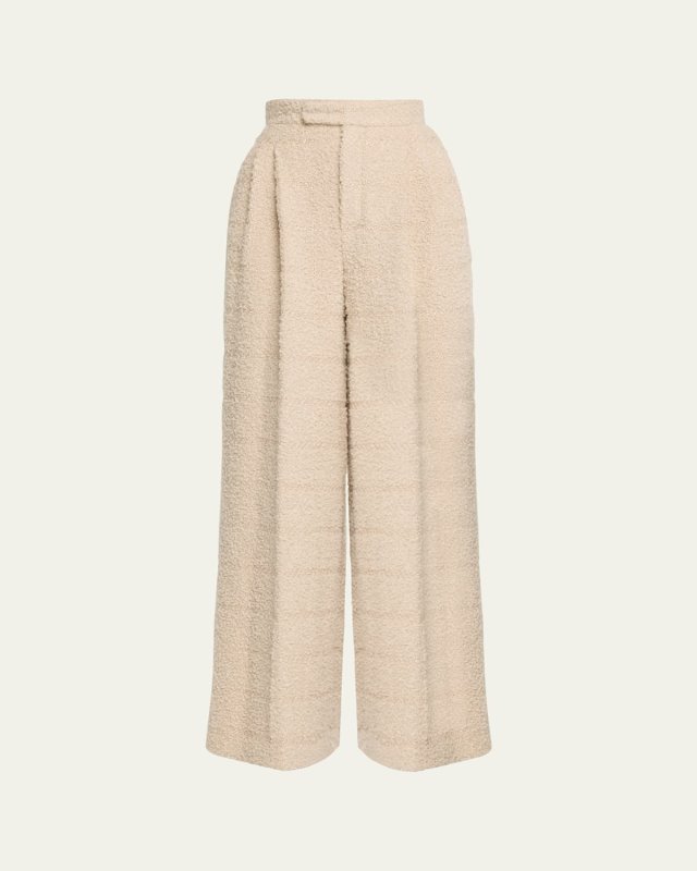 Horst Pleated Boucle Wide-Leg Trousers